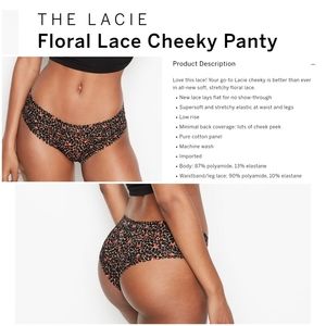 Victoria's Secret Black and Red Floral Lace Cheeky Panty